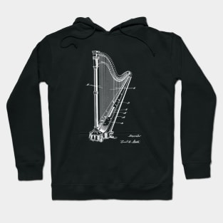 Harp Vintage Patent Drawing Hoodie